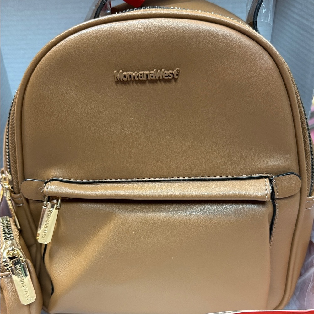 Montana West Brown Backpack Purse with Gold Accents